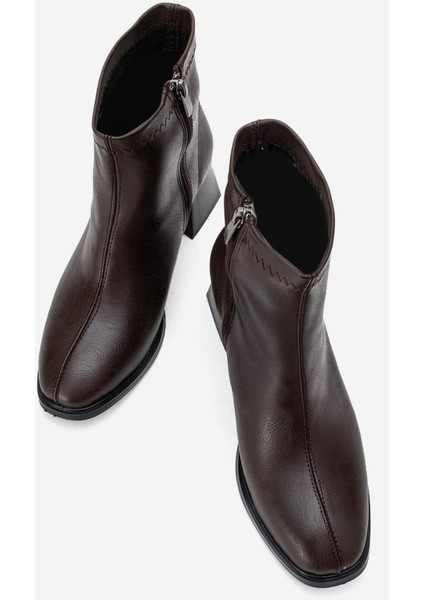 Sade Streçli Küt Burunlu Bot KAHVE CİLT indirimleri