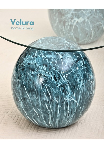 Modern Orta Sehpa & Küre Sehpa & Top Sehpa & Şeffaf Fasulye Cam & Ocean