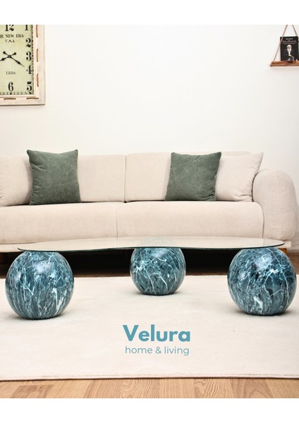 Modern Orta Sehpa & Küre Sehpa & Top Sehpa & Şeffaf Fasulye Cam & Ocean