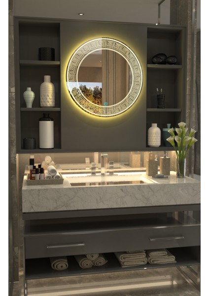 Versace Işıltısı: Lüks Desenli Minimalist LEDLİ Özel Tasarım Ayna