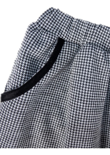 Kadife Biyeli Gri Pötikare Kışlık Kız Çocuk Etek modelleri