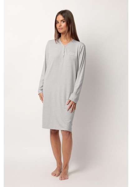 61436 Gri Çizgili Gecelik