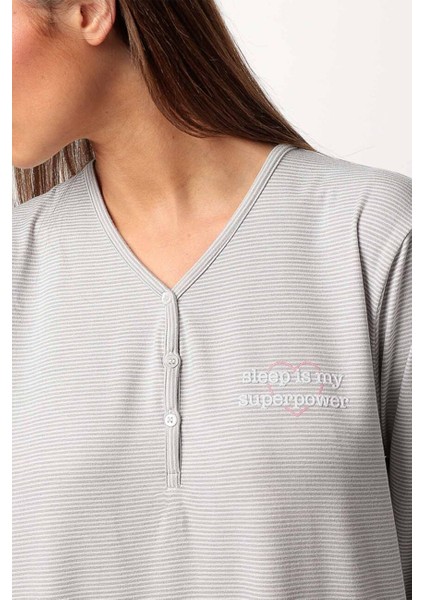 61436 Gri Çizgili Gecelik fiyatları