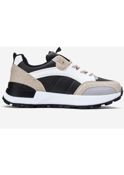 Bağcılklı Kadın Spor Ayakkabı Siyah Bej Beyaz fiyatları