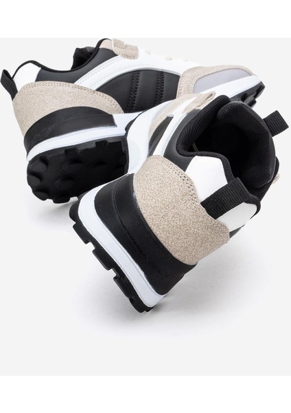 Bağcılklı Kadın Spor Ayakkabı Siyah Bej Beyaz fırsatları