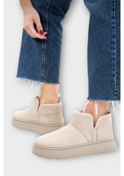 Süet Içi Kürklü Kalın Taban Kadın Bot Bej fiyatları