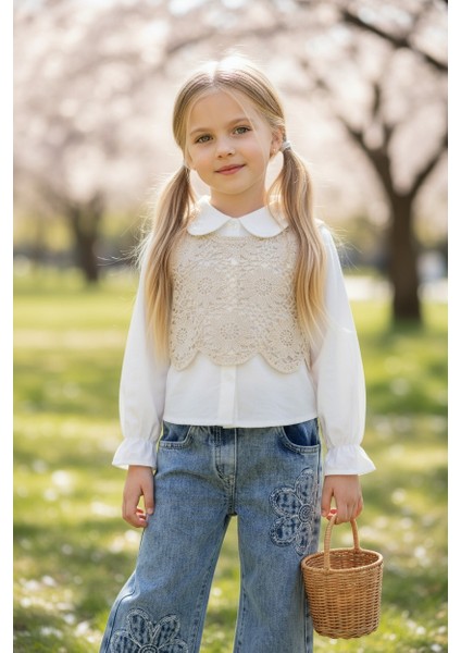 Triko Süveterli Kız Çocuk Kot Pantolonlu Takım fiyatları