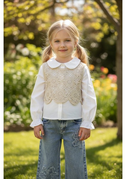 Triko Süveterli Kız Çocuk Kot Pantolonlu Takım modelleri