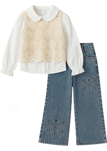 Triko Süveterli Kız Çocuk Kot Pantolonlu Takım fırsatları