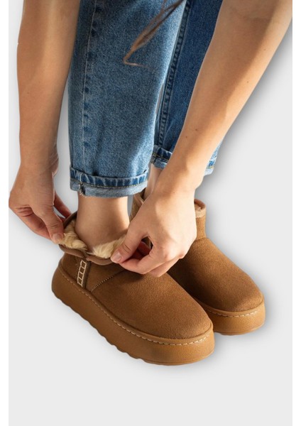 Süet Içi Kürklü Kalın Taban Kadın Bot Taba fiyatları