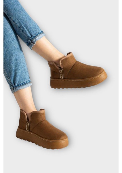 Süet Içi Kürklü Kalın Taban Kadın Bot Taba fırsatları