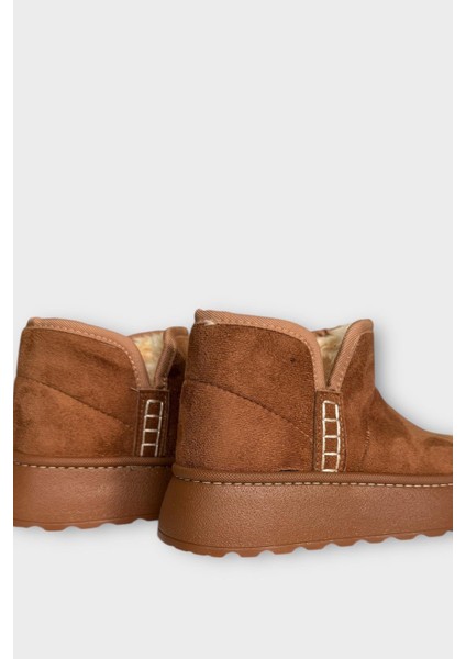 Süet Içi Kürklü Kalın Taban Kadın Bot Taba