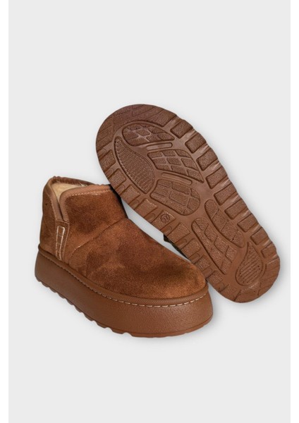 Süet Içi Kürklü Kalın Taban Kadın Bot Taba