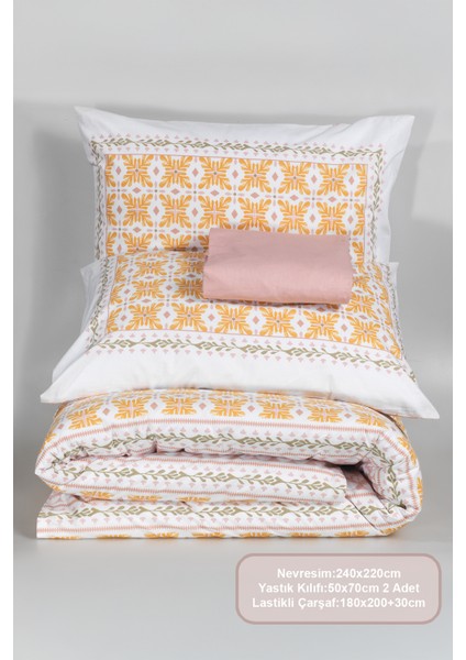 Amanda Nevresim Takımı King Size Lastikli Çarşaf (240X220 Cm) Sarı