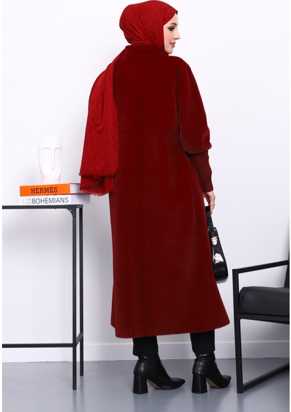 Bordo Düğmeli Angora Kaban fırsatları