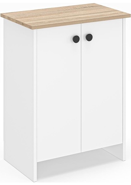 Dorta Mutfak Dolabı 2 Kapaklı 3 Raflı Kahve Köşesi Kiler Dolabı Beyaz Meşe modelleri