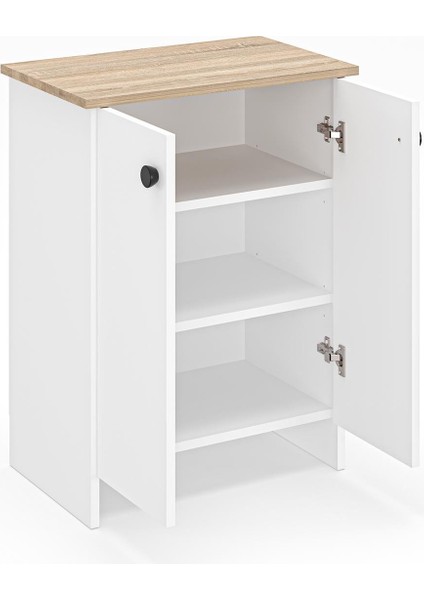 Dorta Mutfak Dolabı 2 Kapaklı 3 Raflı Kahve Köşesi Kiler Dolabı Beyaz Meşe indirimleri