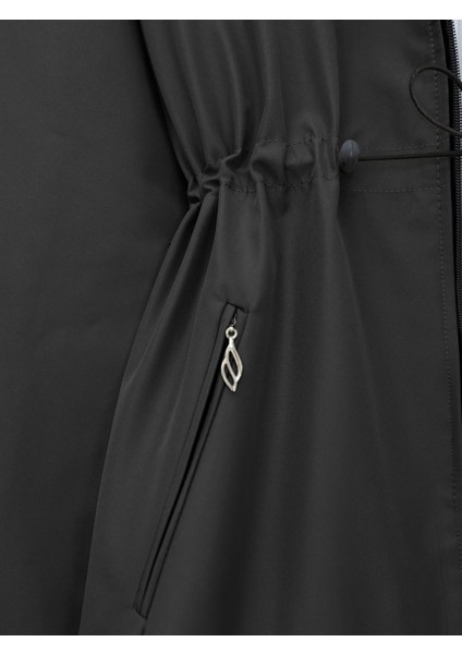 Alpaco Çıkma Kapşonlu Yıldız Metal Detaylı Kaban -Siyah -Collectıon modelleri