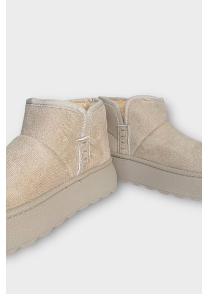 Süet Içi Kürklü Kalın Taban Kadın Bot Bej fırsatları