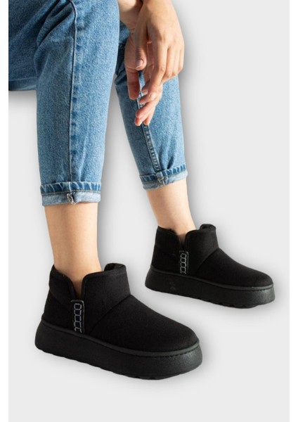 Süet Içi Kürklü Kalın Taban Kadın Bot Siyah fiyatları