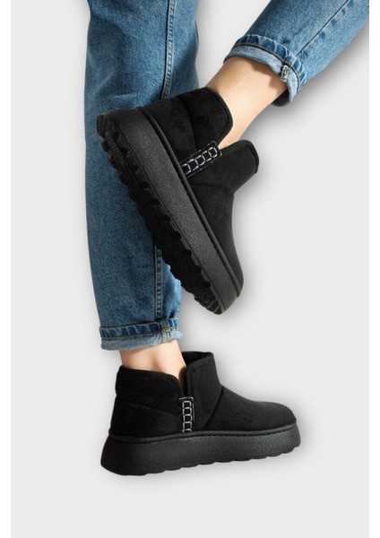 Süet Içi Kürklü Kalın Taban Kadın Bot Siyah fırsatları