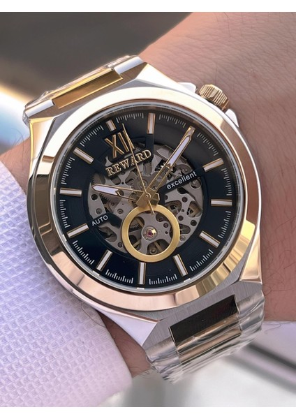 Otomatik Çelik Kasa Çelik Kordon 5 Atm Suya Dayanıklı Erkek Kol Saati VS.BLKT.0634 fiyatları