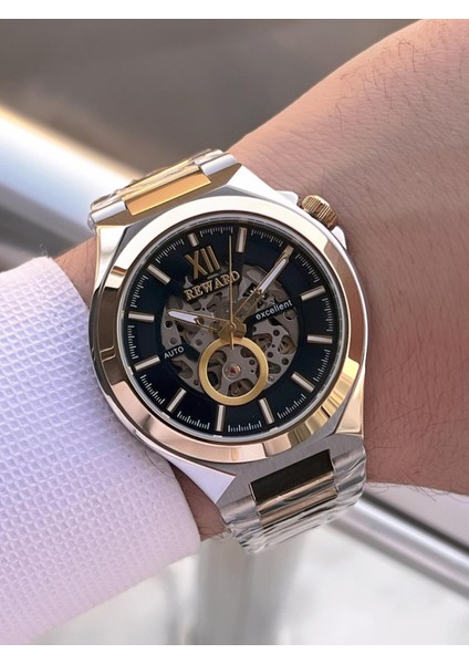 Otomatik Çelik Kasa Çelik Kordon 5 Atm Suya Dayanıklı Erkek Kol Saati VS.BLKT.0634 modelleri