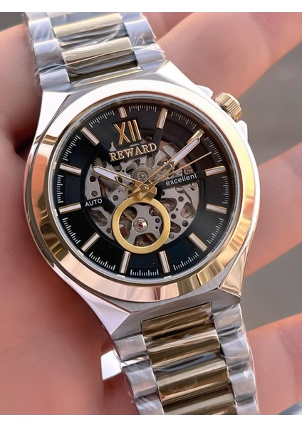 Otomatik Çelik Kasa Çelik Kordon 5 Atm Suya Dayanıklı Erkek Kol Saati VS.BLKT.0634 fırsatları