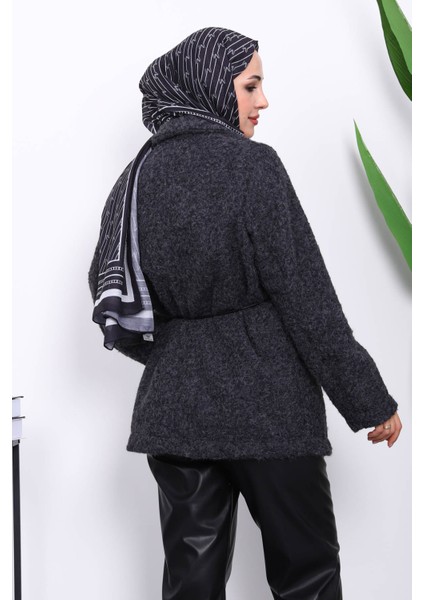 Antrasit Bel Bağlamalı Cepli Keçe Ceket fırsatları