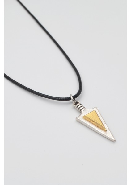 Ok Ucu Üçgen Kolye - PU Deri İp Zincirli Unisex Gümüş Kaplama Kolye - 60 cm fiyatları