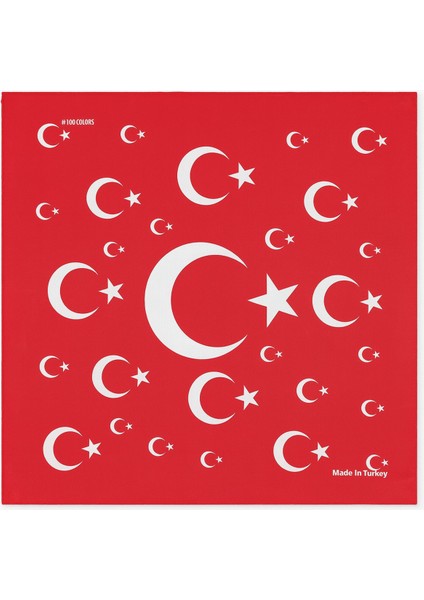 Kırmızı Ay Yıldız Türk Bayrağı Temalı Pamuk Kumaş Fular - Bandana - 23 Nisan, 29 Ekim, 19 Mayıs indirimleri