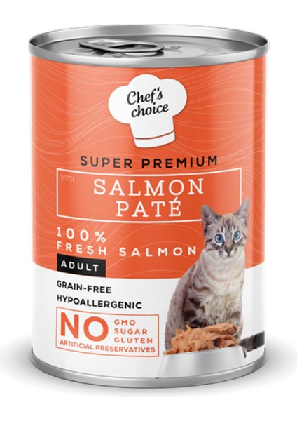 Techmrt Chefs Choice 400 gr x 12 Adet Yetişkin Kediler Için, Tahılsız, Hipoalerjenik, Somon Balıklı Ezme