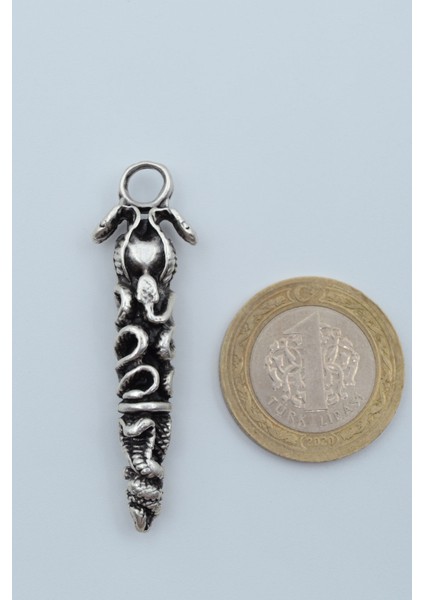 Çift Yılanlı Çubuk Gümüş Kaplama Deri Ip Kolye fırsatları