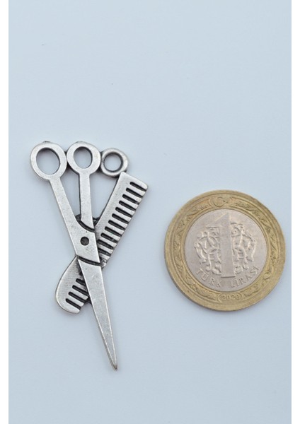 Berber - Makas - Tarak Gümüş Kaplama Deri İp Kolye fırsatları