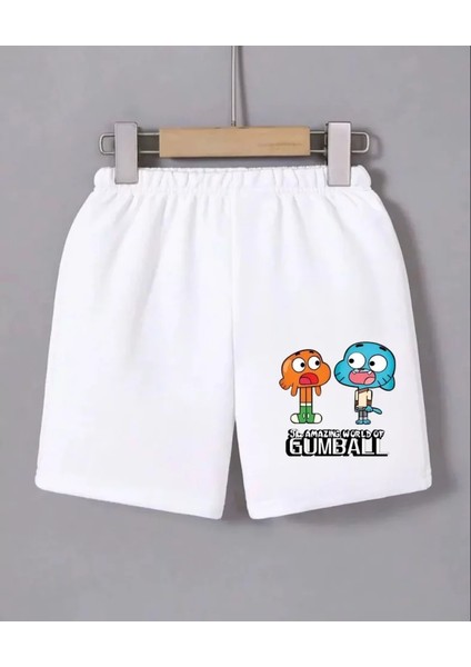 Alpaco Beli Lastikli Baskılı Mini Şort - Beyaz -Collectıon