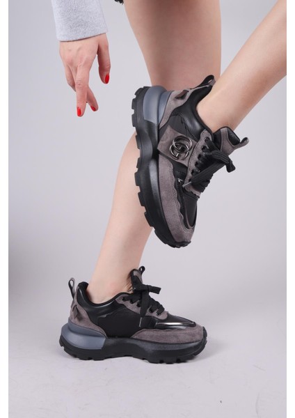 REPS Tokalı Süet Paraşüt Garnili Sneakers SİYAH