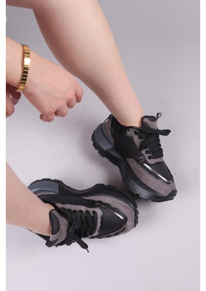 REPS Tokalı Süet Paraşüt Garnili Sneakers SİYAH