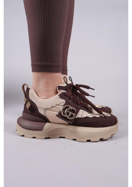 REPS Tokalı Süet Paraşüt Garnili Sneakers KAHVERENGİ