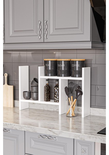 Lidya Çok Amaçlı Raf Mutfak Tezgah Üstü Organizer Banyo Mutfak Düzenleyici Beyaz fırsatları