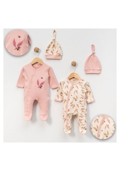 4934MS Bebek Yaprak Palamut Şapkalı 2'li Tulum