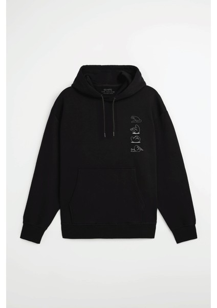 Unisex Şardonlu Kapüşonlu Kanguru Cepli Relaxed Fit Sweatshirt