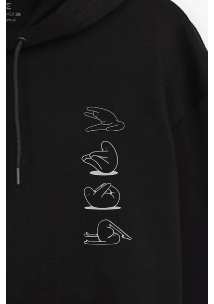 Unisex Şardonlu Kapüşonlu Kanguru Cepli Relaxed Fit Sweatshirt modelleri