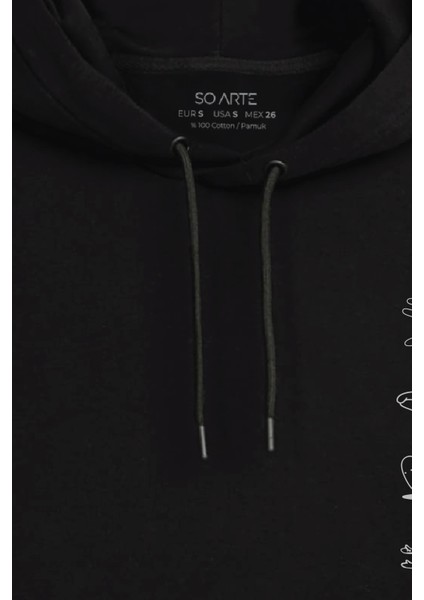 Unisex Şardonlu Kapüşonlu Kanguru Cepli Relaxed Fit Sweatshirt