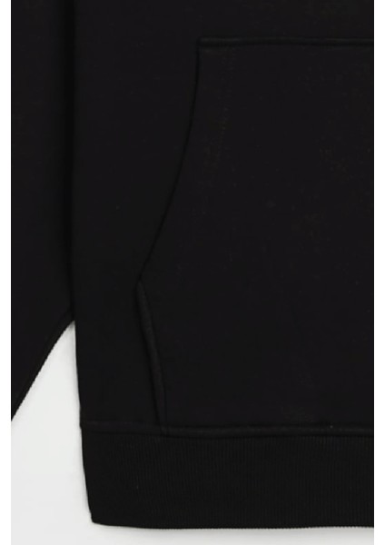 Unisex Şardonlu Kapüşonlu Kanguru Cepli Relaxed Fit Sweatshirt