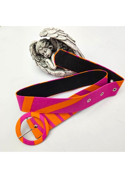 Pembe-Turuncu Halka Tokalı Hafif Kadın Pantolon Kemeri, Ceket Kemeri, Elbise Kemeri, Gömlek Kemeri fiyatları