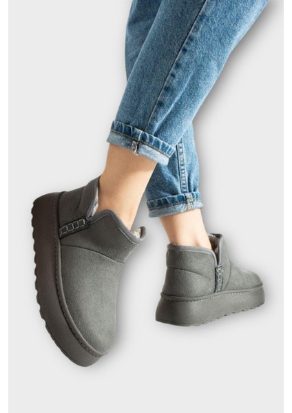 Süet Içi Kürklü Kalın Taban Kadın Bot Füme fiyatları