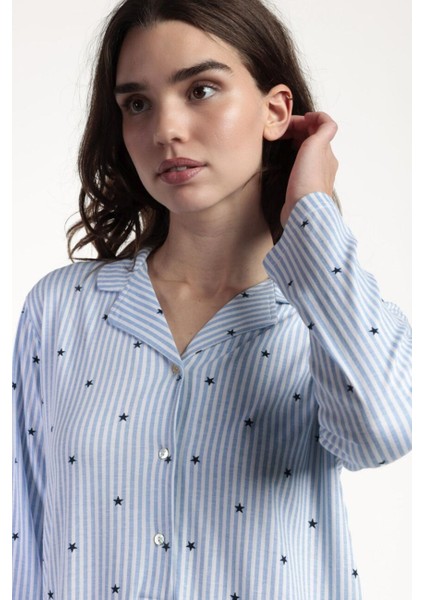 61443 Mavi Yıldızlı Gecelik fiyatları