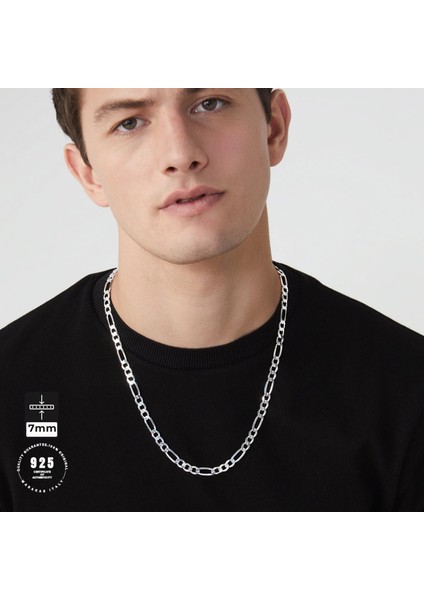 7mm Figaro 925 Ayar Gümüş Kolye modelleri