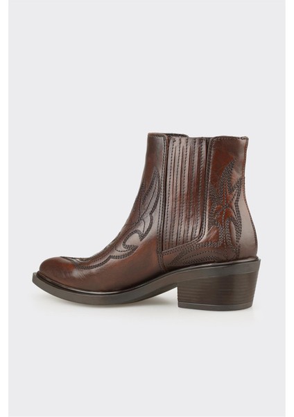 Kahve Deri Kadın Western Bot modelleri