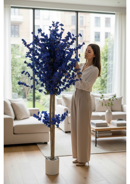 Beyaz Renkli Saksıda 150 cm Yapay Bahardalı Ağacı Yoğun Yaprak indirimleri